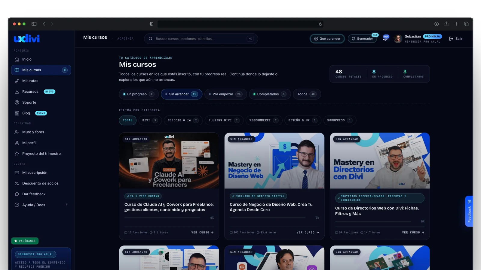 Plataforma de cursos de UXDivi para aprender Divi e inteligencia artificial
